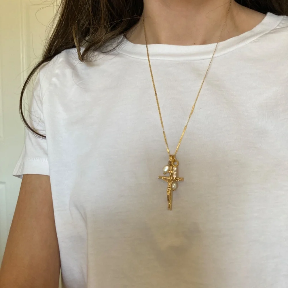 New Vanessa Mooney charm necklace pearl cross charm jewelry necklace statement - Picture 4 of 6